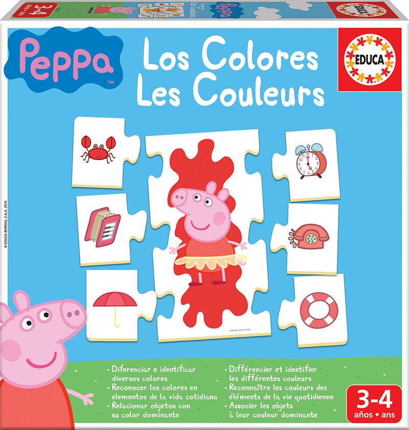 Образователен пъзел, Educa, Peppa Pig, Научи цветовете, 42 части