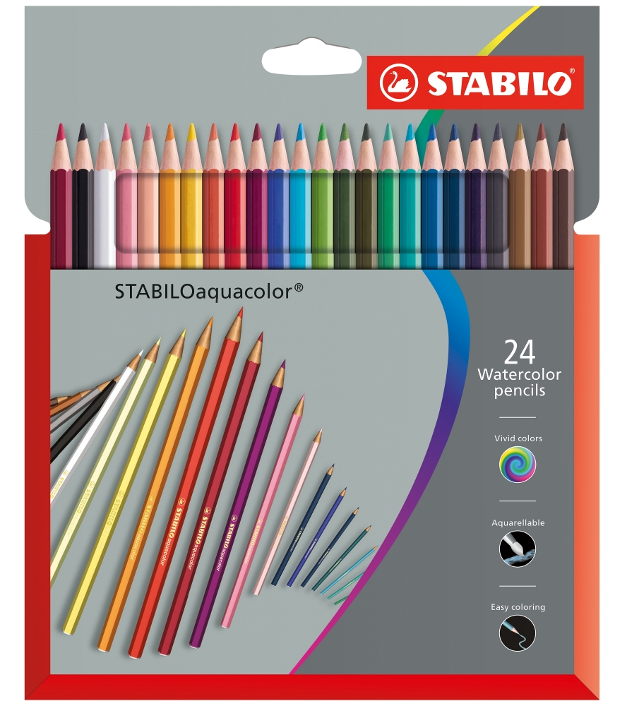 Комплект акварелни моливи, Stabilo, 24 цвята