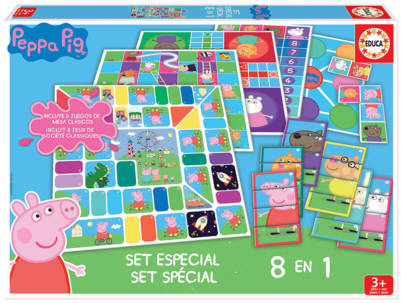 Комплект настолни игри, Educa, Peppa Pig, 8 броя