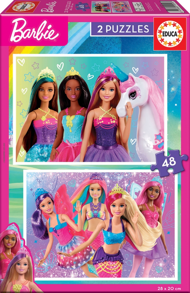 Пъзел 2 в 1, Educa, Barbie, 2×48 части