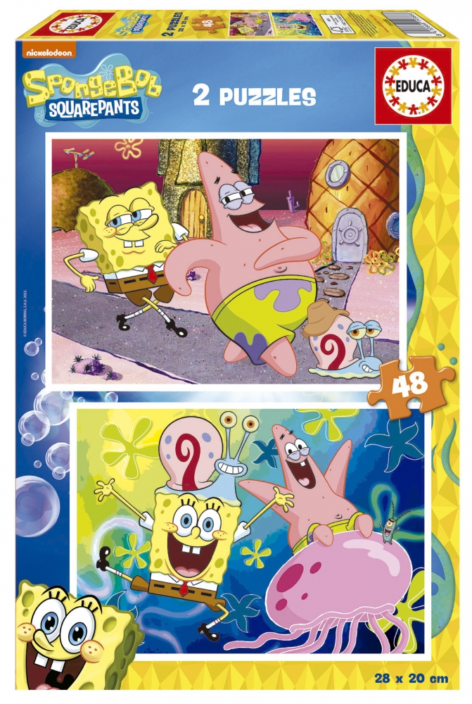 Пъзел 2 в 1, Educa, Sponge Bob, 2×48 части