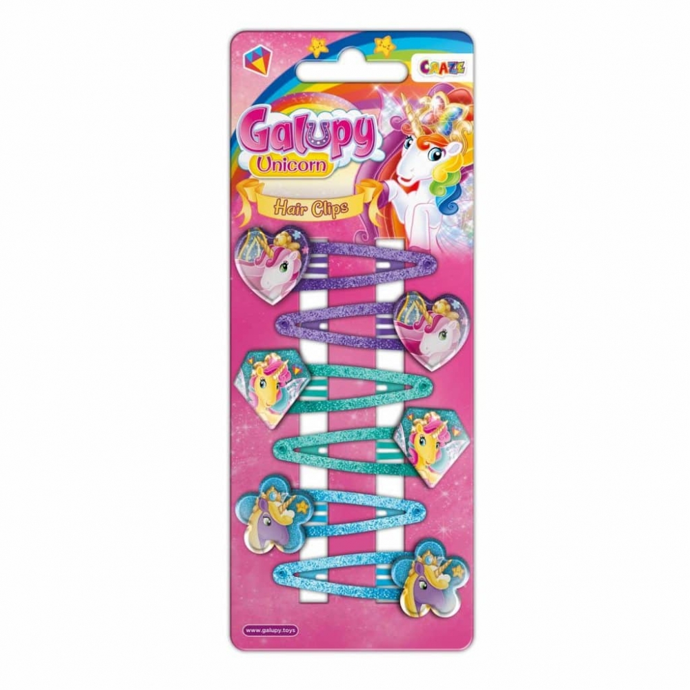 Комплект шноли за коса, Craze, Galupy Еднорог, 6 броя