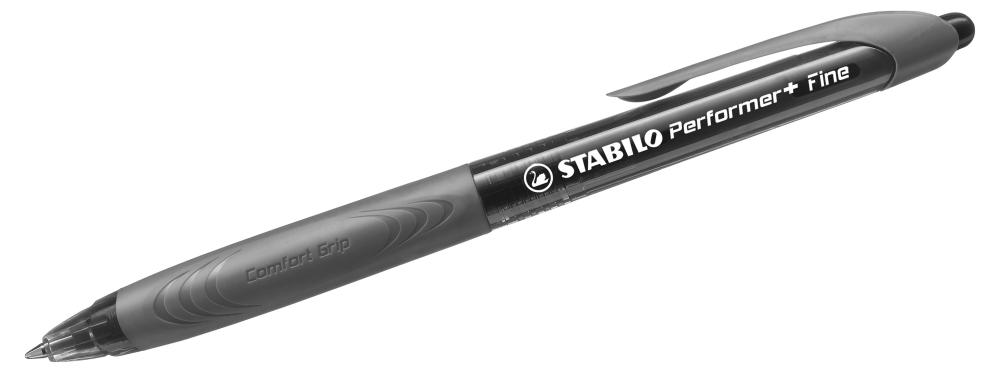 Химикалка с механизъм, Stabilo, Performer 328F, Черен/Сив