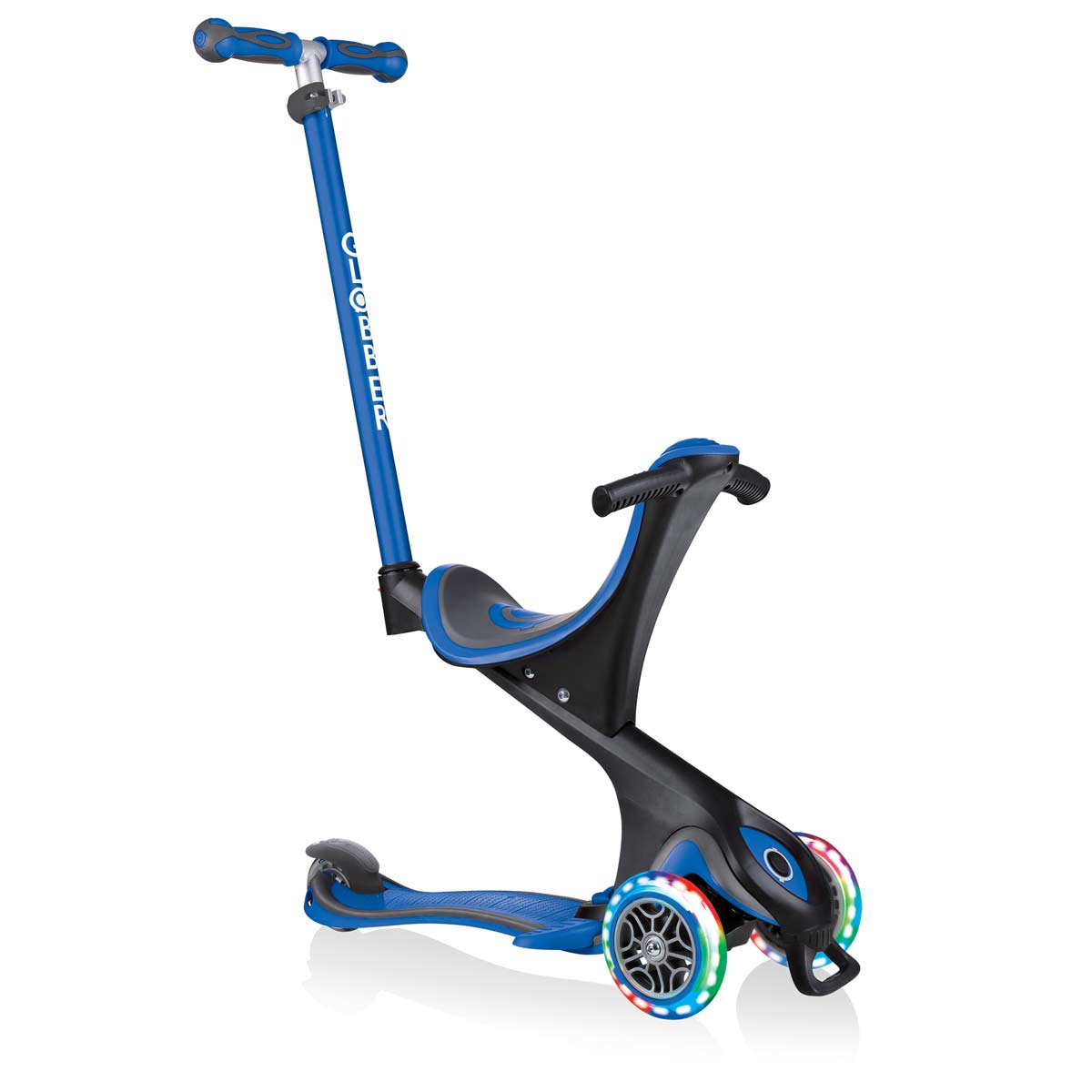 Тротинетка с родителски контрол, Globber, Go Up Comfort Lights 5 в 1, Синя