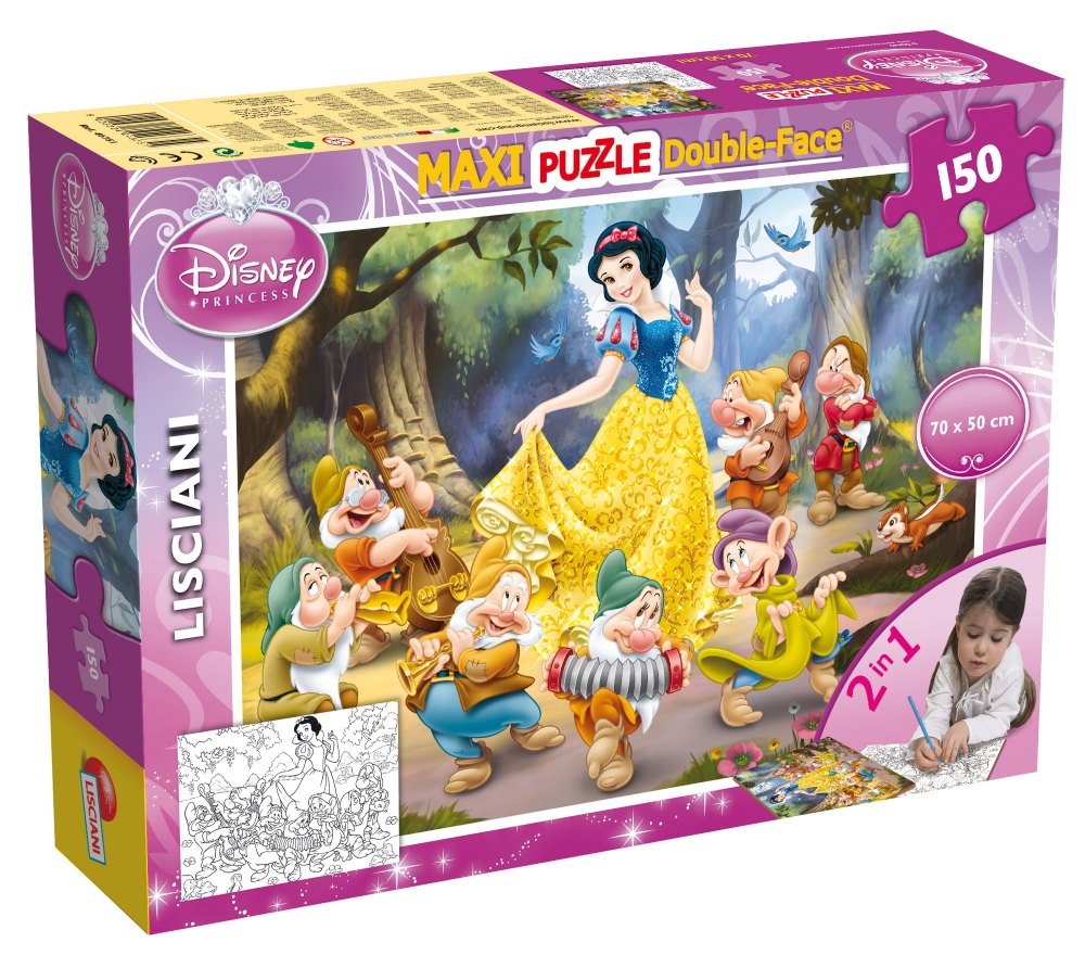 Пъзел, Lisciani, Disney Princess, Снежанка, Двулицев пъзел 150 части