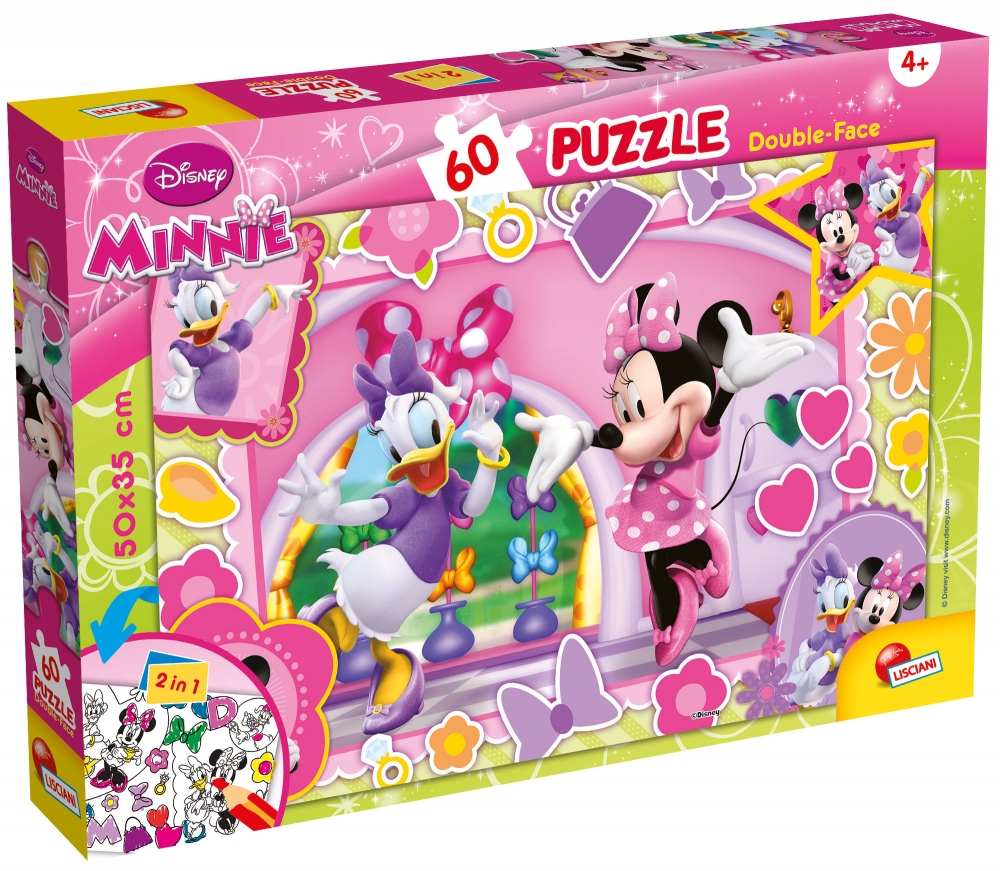 Пъзел, Lisciani, Mini Mouse, Двулицев пъзел 60 части