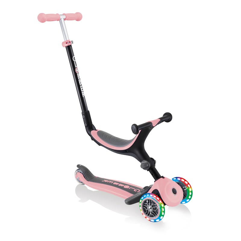 Сгъваема тротинетка, Globber, GO UP Foldable Plus Lights, Родителски контрол, Пастелно розова
