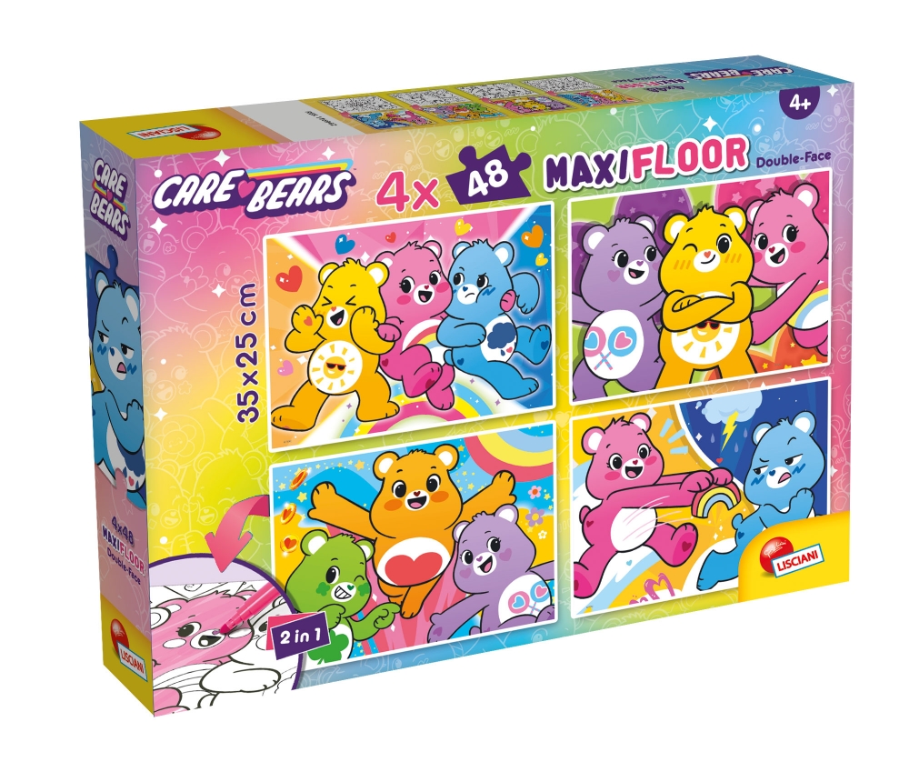 Пъзел, Lisciani, Care Bears, Двулицев пъзел, 4Х48 части