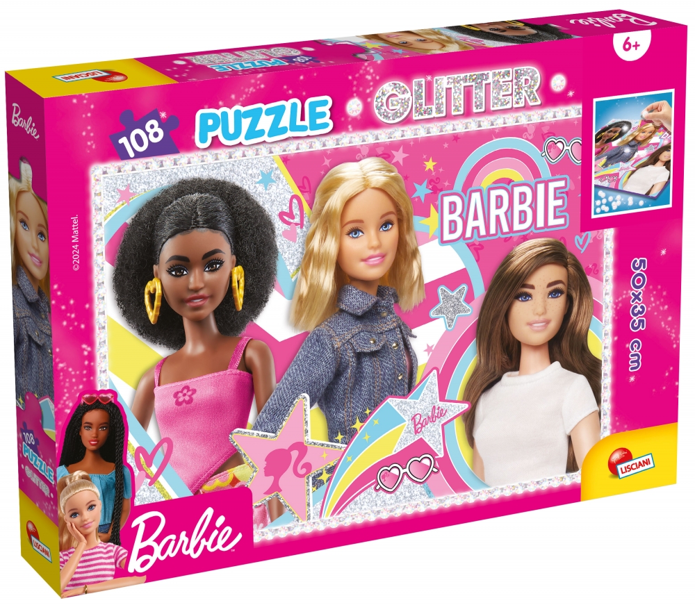 Пъзел, Lisciani, Barbie, Приятели завинаги, Блестящ пъзел, 60 части