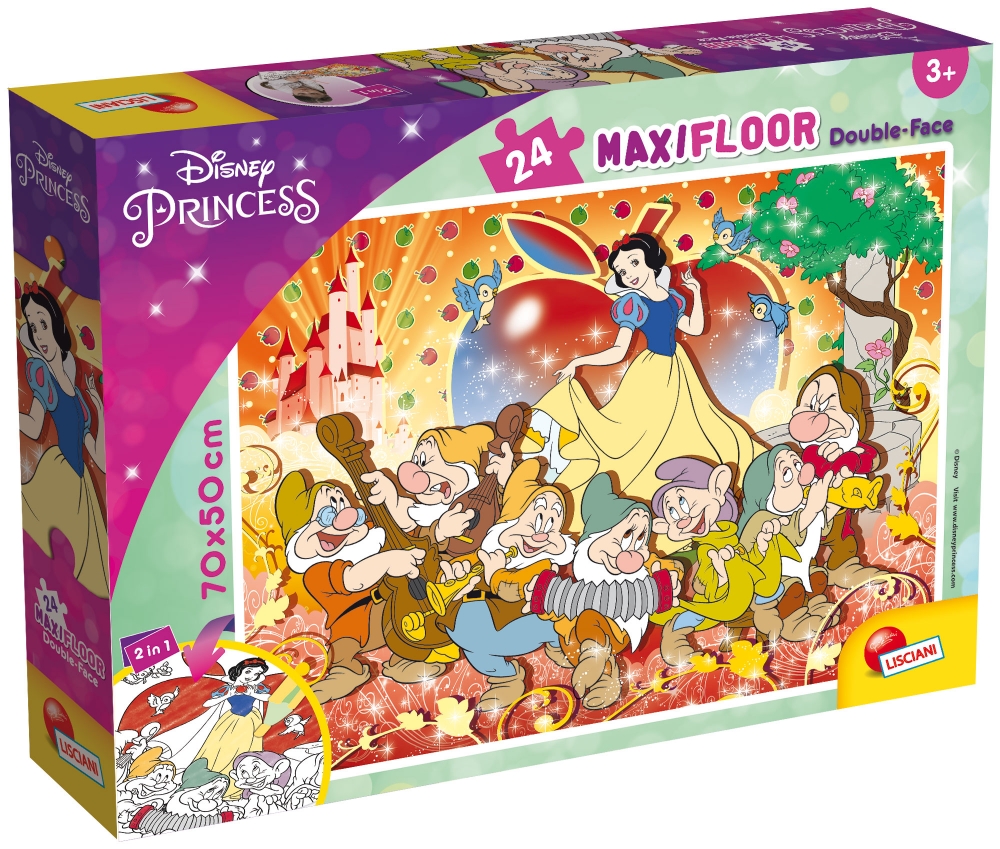 Пъзел, Lisciani, Disney Princess, Снежанка, Двулицев пъзел 24 части