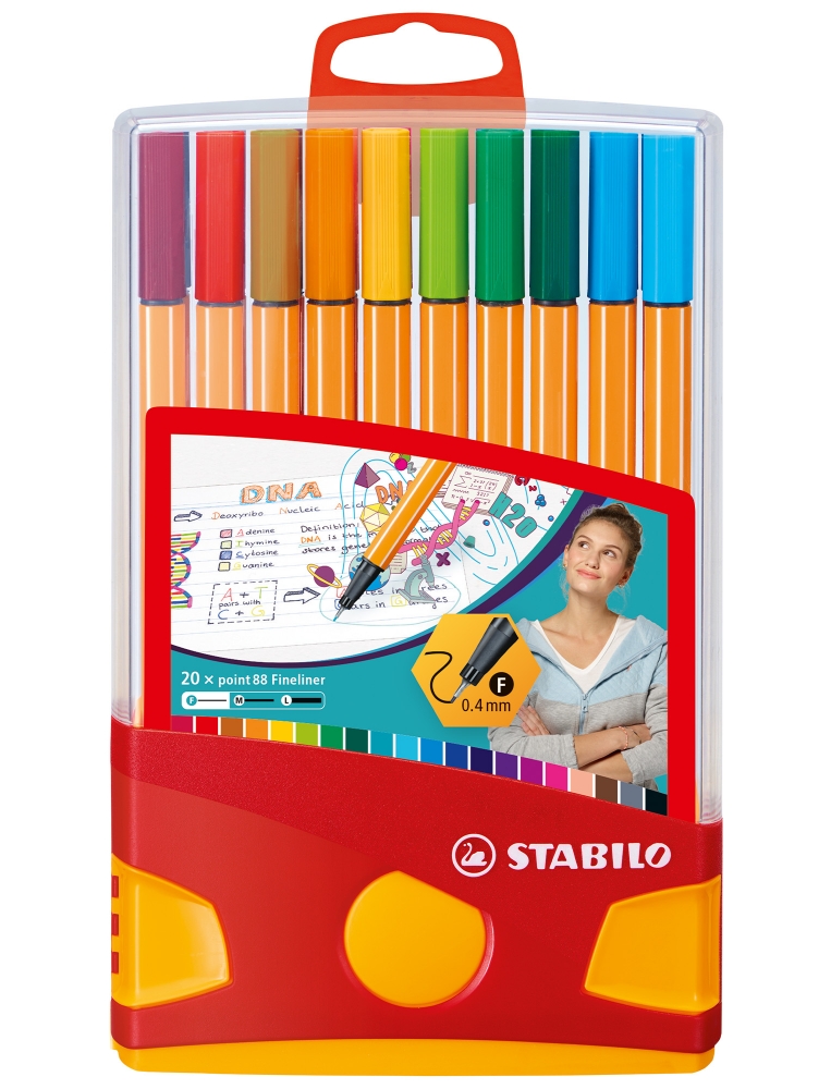Комплект тънкописци, Stabilo, Point 88 Color Parade, 20 цвята