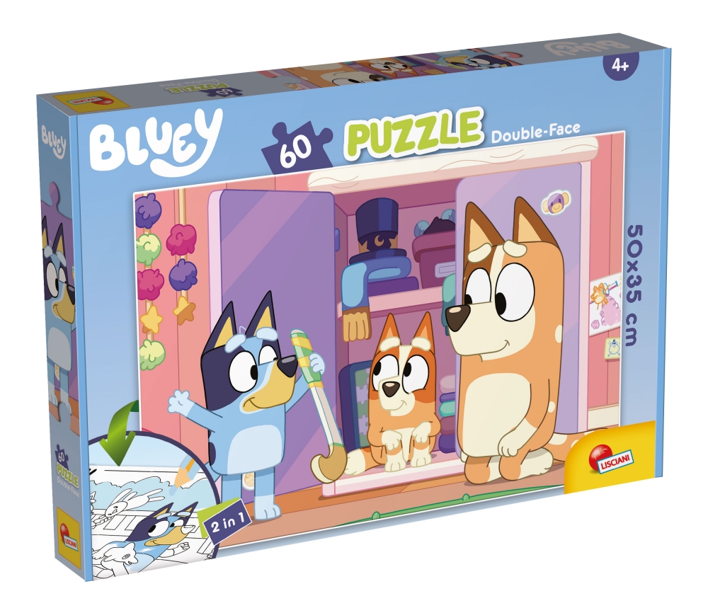 Пъзел, Lisciani, Bluey, Двулицев пъзел 60 части