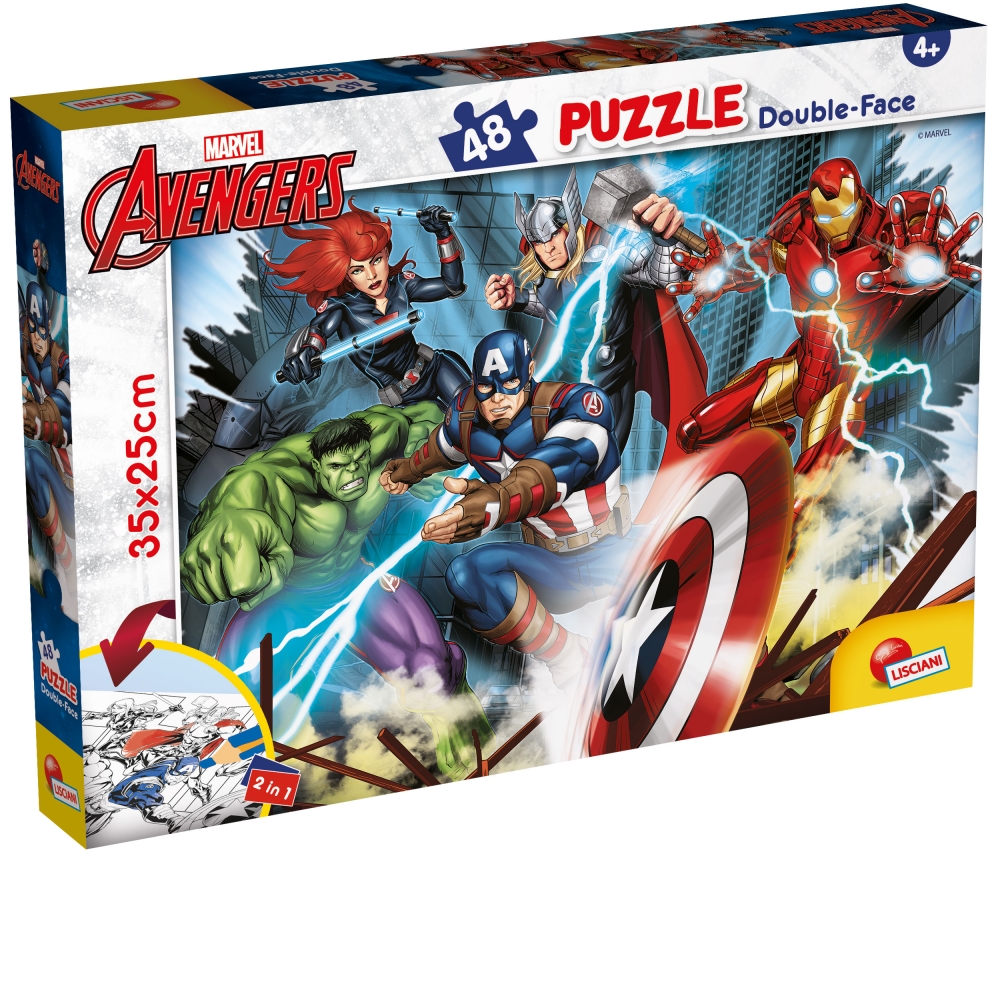 Пъзел, Lisciani, Marvel Avengers, Двулицев пъзел 48 части