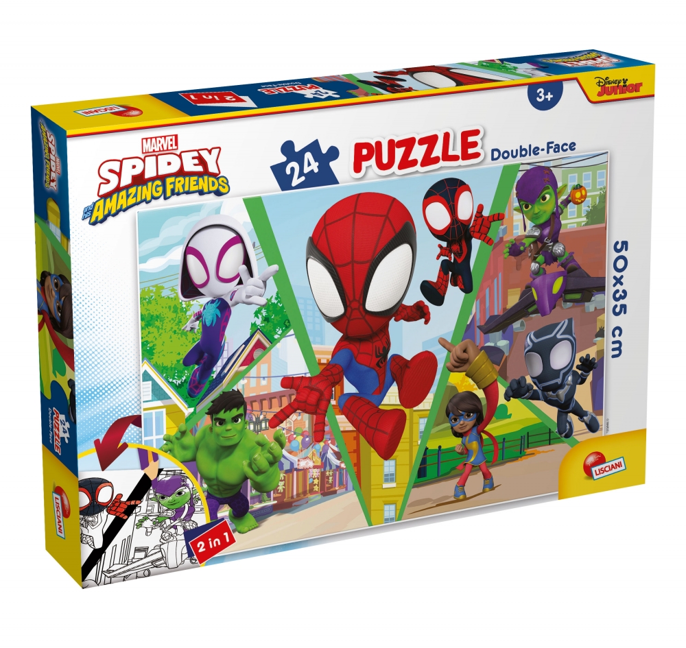 Пъзел, Lisciani, Spider-man, Спайди, Да се предизвикаме!, Пъзел 2 в 1, 24 части