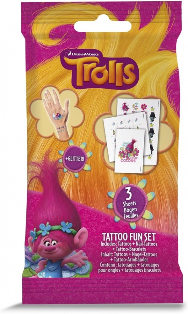 Комплект временни татуировки, Craze, Trolls, Тролчета