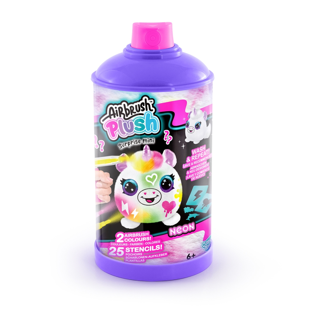 Творчески комплект, Canal Toys, Мини плюшена играчка за оцветяване, Неон, 10 см