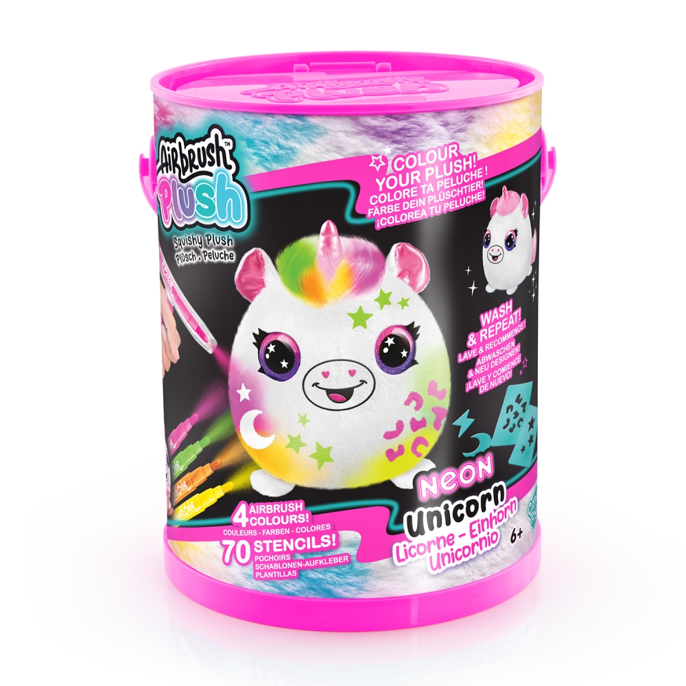 Творчески комплект, Canal Toys, Мини плюшена играчка за оцветяване, Неон, 15 см