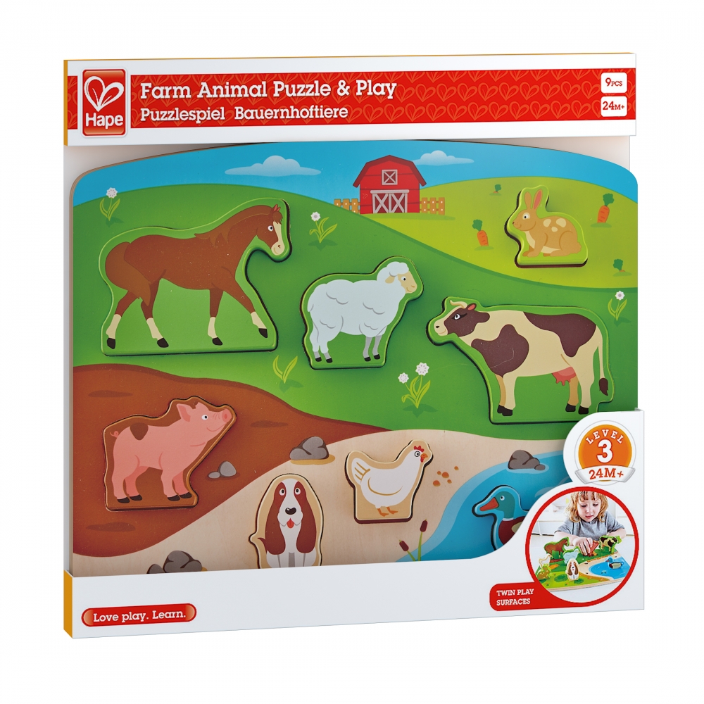 Дървен пъзел, Hape, Домашни животни, 9 части