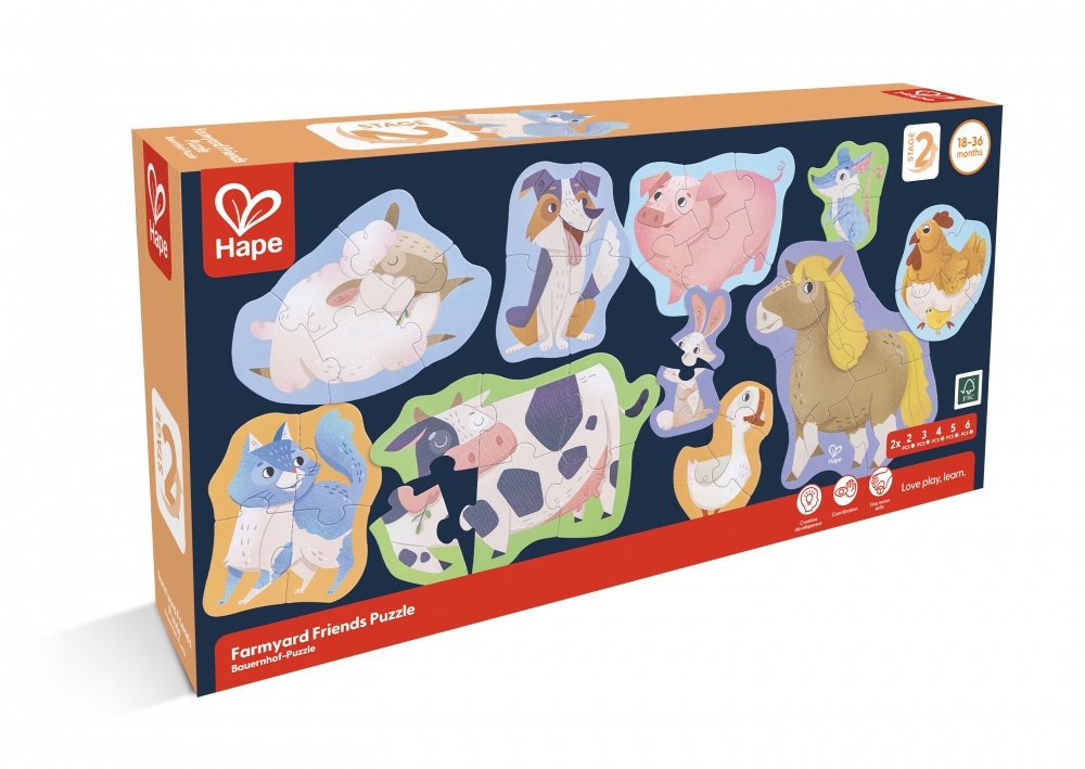 Образователен пъзел приятели от фермата, Hape, 40 части