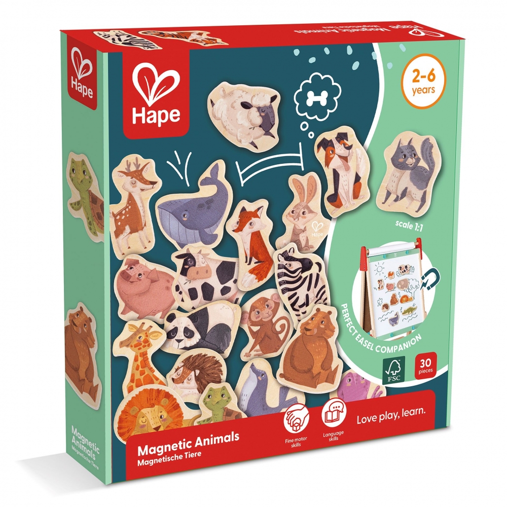 Комплект за игра, Hape, Магнитни животни, 30 броя 