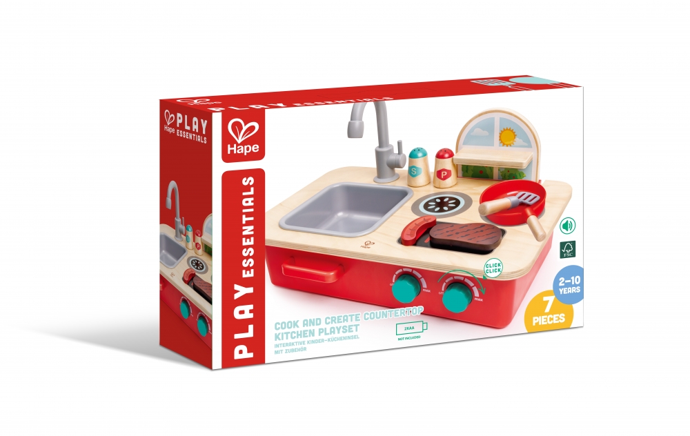 Дървен комплект за игра, Hape, Кухненски плот, 7 части