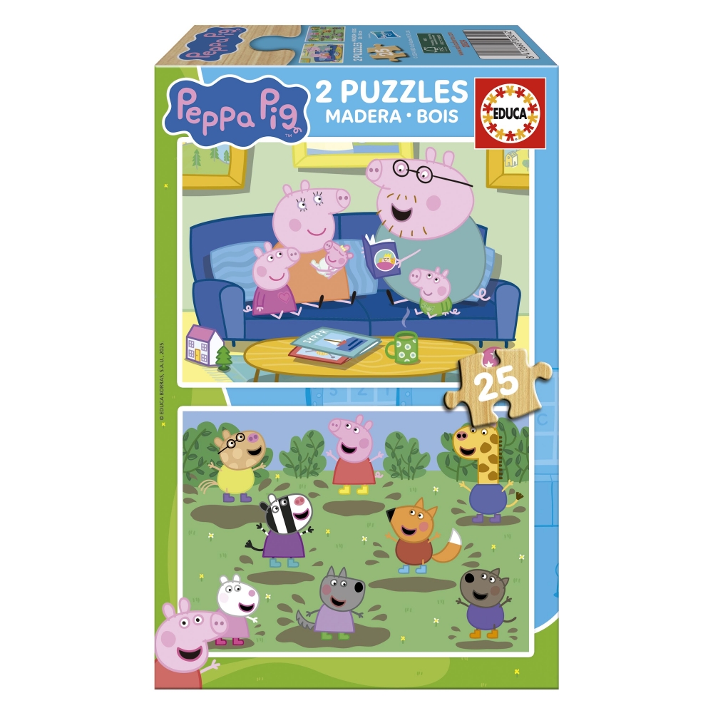 Дървен пъзел, Educa, Peppa Pig, 2 x 25 части