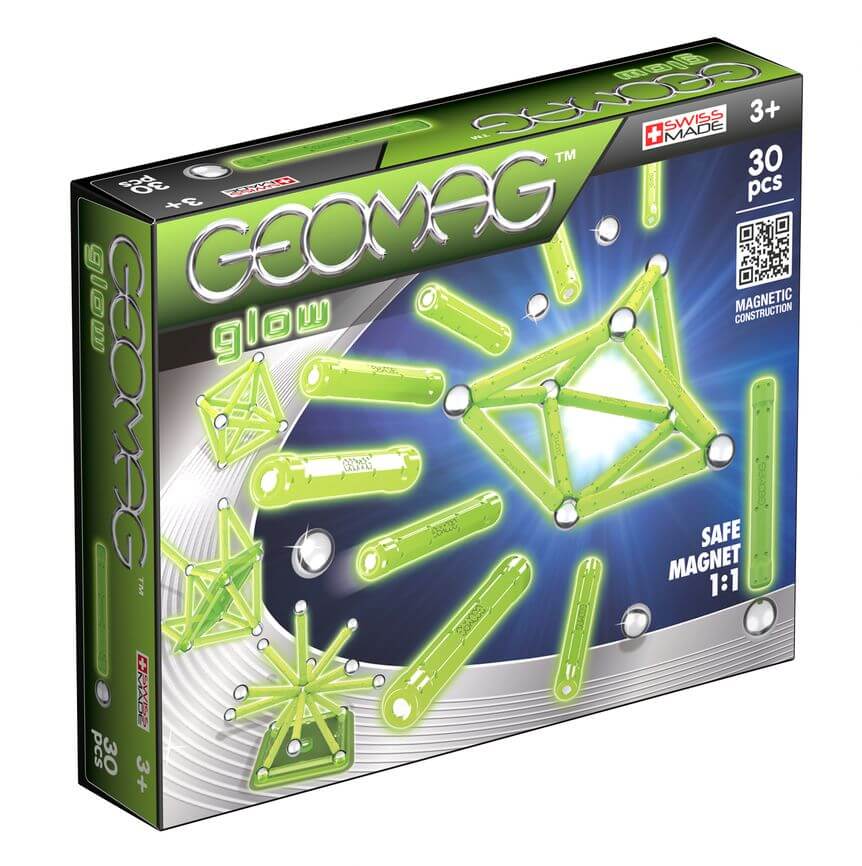Магнитен конструктор, Geomag, Glow, 30 части