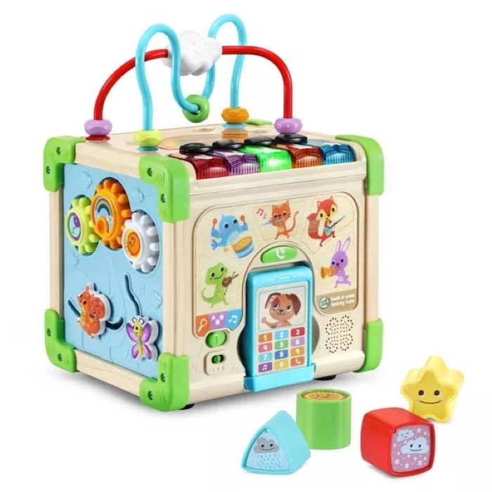 Интерактивна играчка, Vtech, Leap Frog, Дървен занимателен куб, 26.6 x 19.2 x 19.2 см