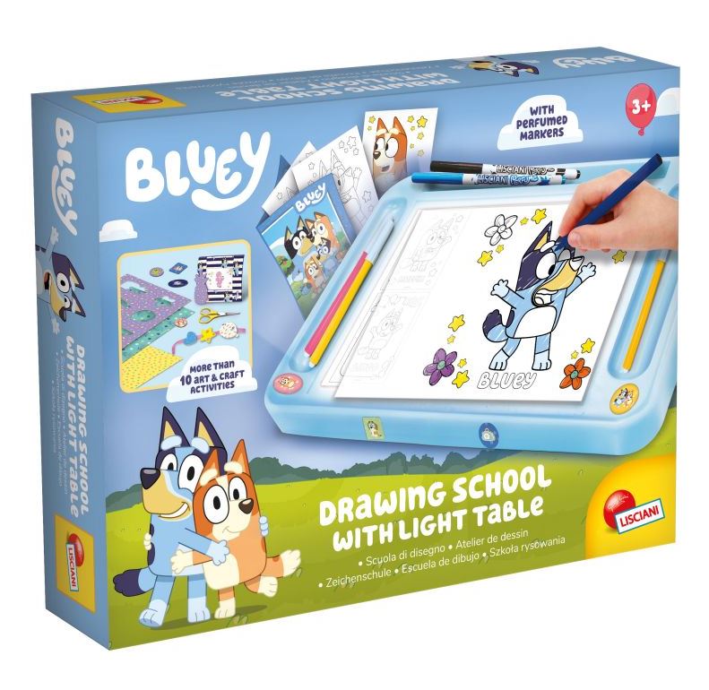 Творчески комплект, Lisciani, Bluey, Училище по рисуване със светеща дъска