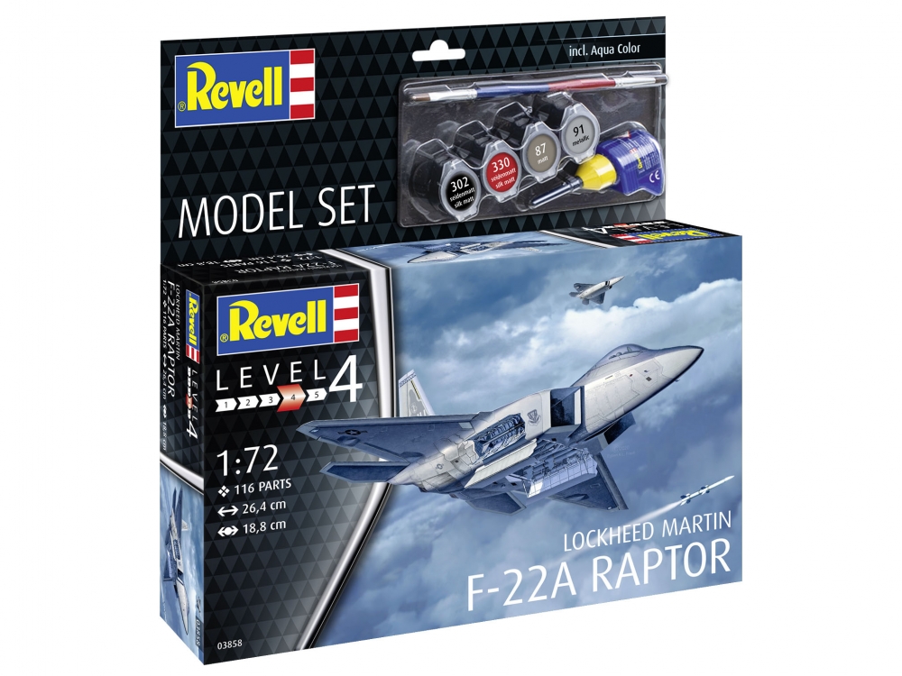 Сглобяем модел, Revell, Самолет, Lockheed Martin F-22A Raptor , 116 части