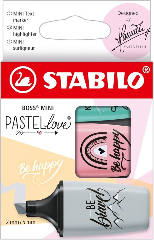 Комплект текст маркери, Stabilo, Boss Mini Pastel Love 2.0, 3 цвята