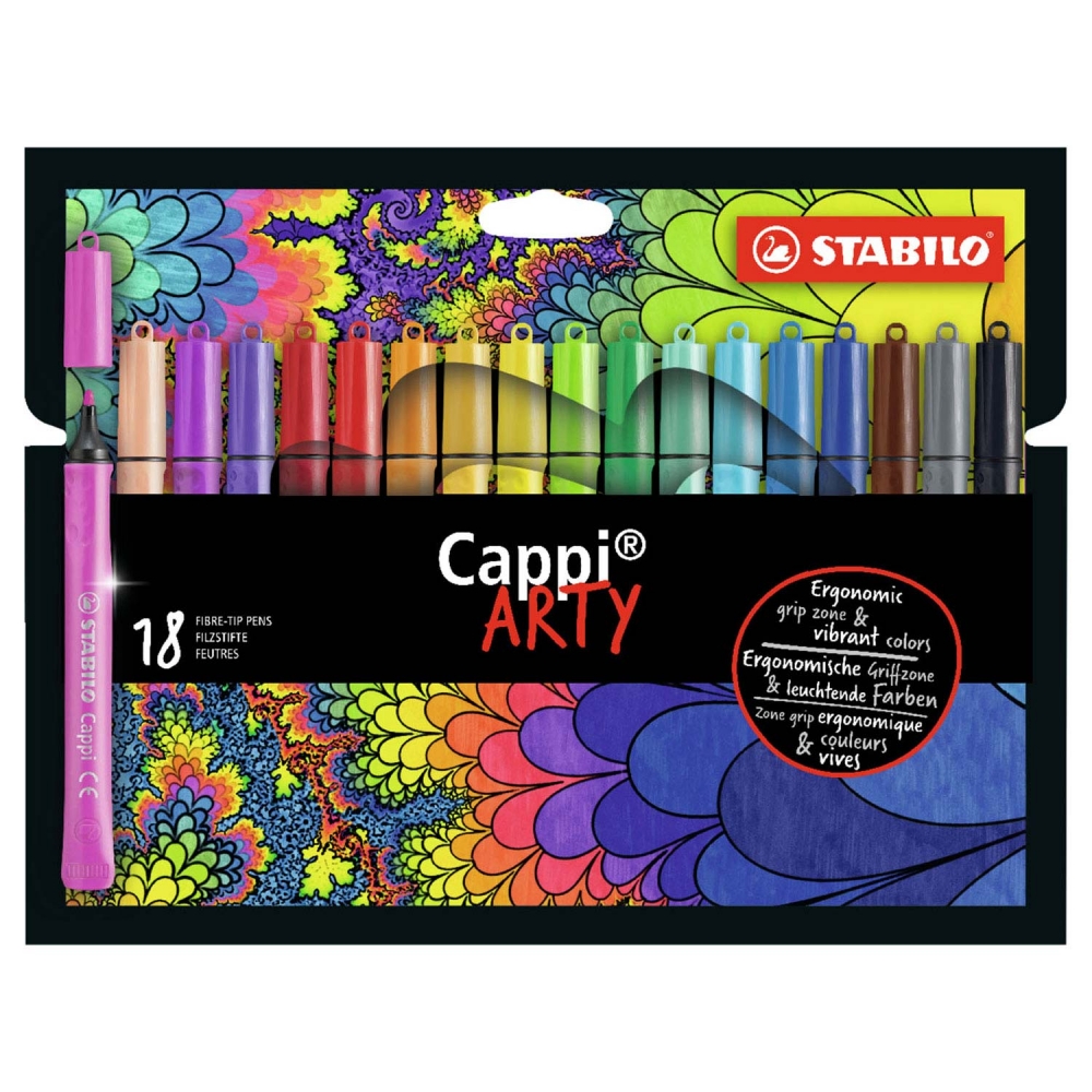Комплект флумастери, Stabilo, Cappi Arty, 18 цвята