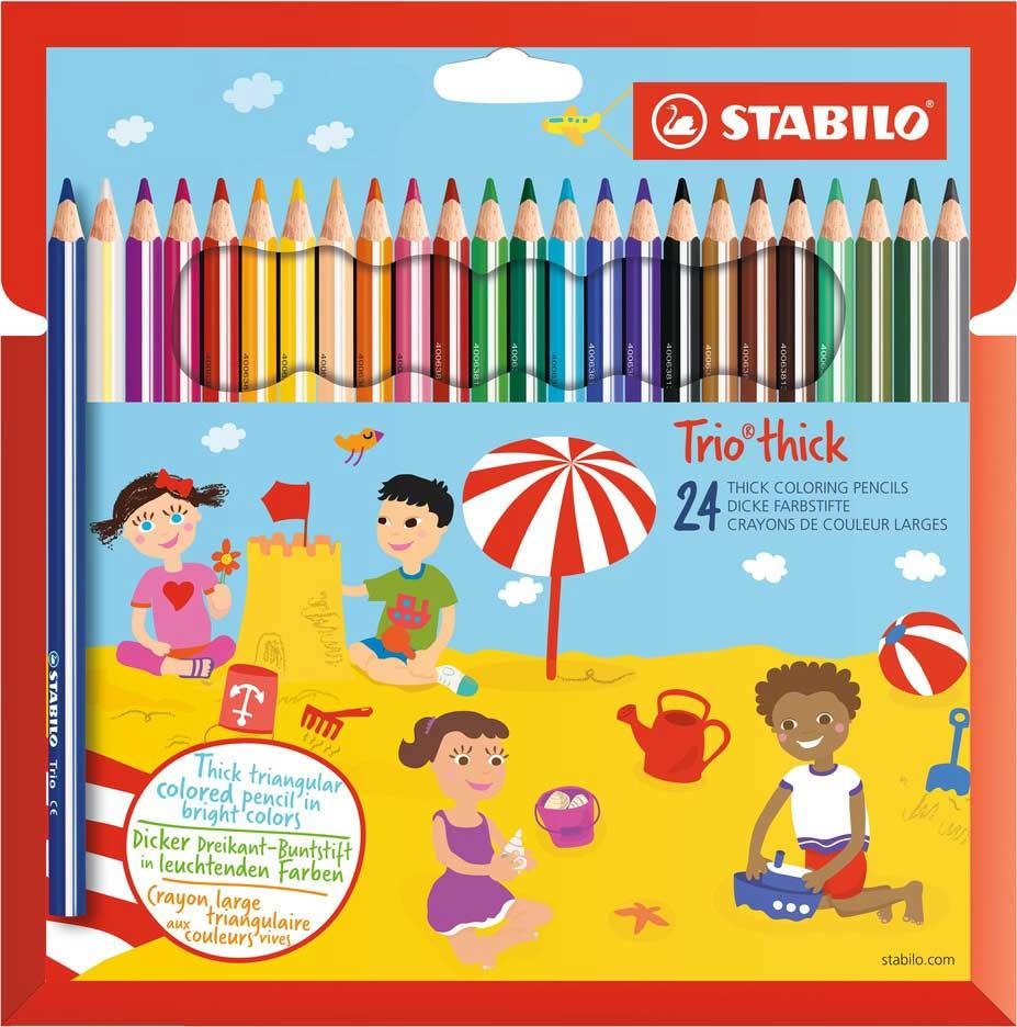 Комплект цветни моливи, Stabilo, TRIO thick ергономични, 24 цвята