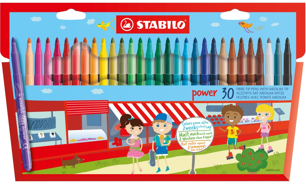 Комплект флумастери, Stabilo, Power, 30 цвята
