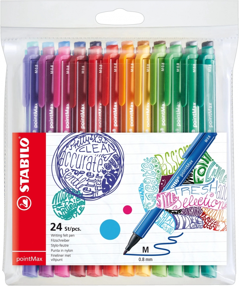 Комплект флумастери, Stabilo, pointMax, 24 цвята