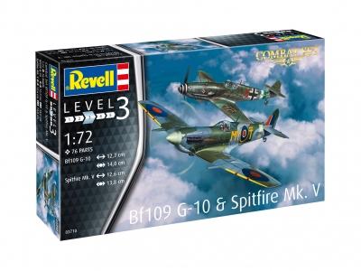 Комплект сглобяеми модели, Revell, Изтребители Messerschmitt Bf109G-10 - Spitfire Mk.V, 76 части