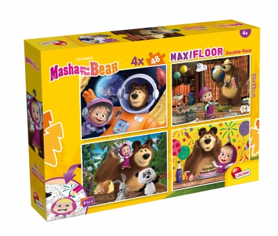 Puzzle, Lisciani, Masha and the Bear, Two-Faced Puzzles 4 x 48 pieces