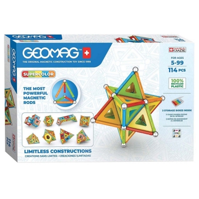 Constructor magnetic, Geomag, Supercolor Panels 382, 114 piese