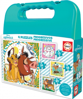 Пъзел 4 в 1, Educa, Disney Classics, Животни, 12/16/20/25 части