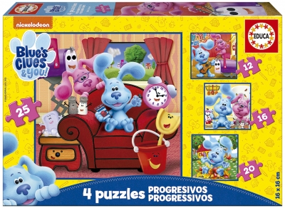Пъзел, Educa, Blue′s Clues, 4 в 1, 12/16/20/25 части