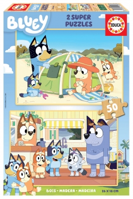 Дървен пъзел, Educa, Bluey, 2 × 50 части