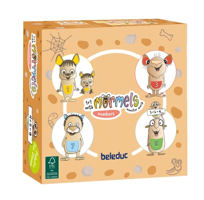 Дървена логическа игра с пъзел, Beleduc, Mormels, Числа, 51 части