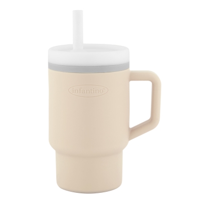 Silicone cup, Infantino, Sand white, With straw, 270 ml