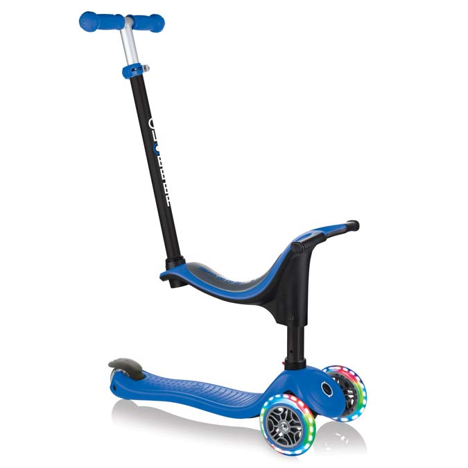 Тротинетка, Globber, GO UP Sporty Lights 4 в 1 със стабилизатор, Синя