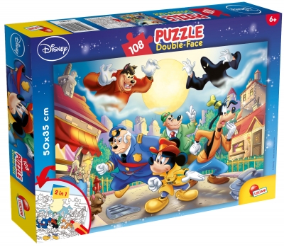 Puzzle, Lisciani, Mickey Mouse, Detectiv, Puzzle cu două fețe 108 piese