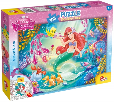 Пъзел, Lisciani, Disney Princess, Ариел, Двулицев пъзел 108 части