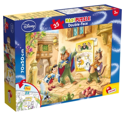 Пъзел, Lisciani, Disney, Пинокио, Двулицев пъзел 35 части