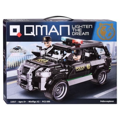 Set constructie, Qman, MineCity, Masina de politie, 686 piese