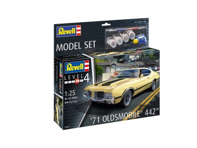 Комплект сглобяем модел, Revell, Автомобил Oldsmobile 442 Coupe 1971, 124 части 
