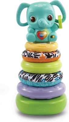 Интерактивна играчка, Vtech, Рингове за нанизване, Слонче, 12.6 x 14.2 x 24.1 cm